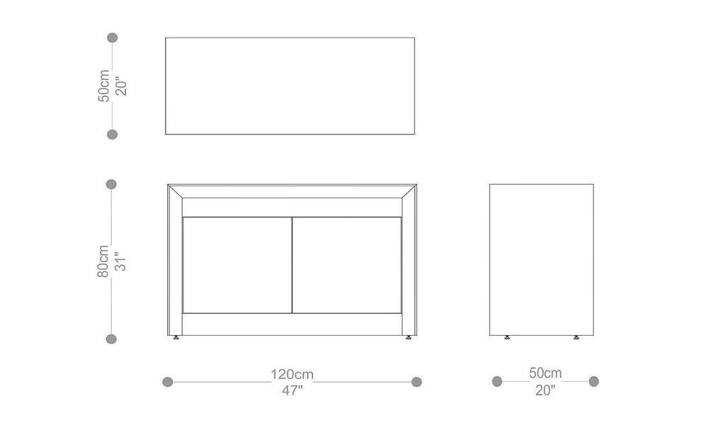 Image of the main dimensions of the product